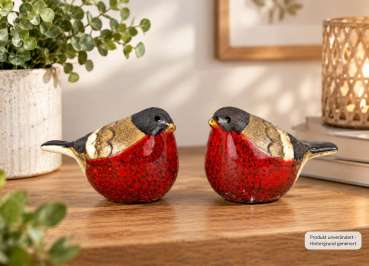 Keramik-Rotkehlchen im 2er-Set – Dekorative Vogelfiguren in Rot und Braun